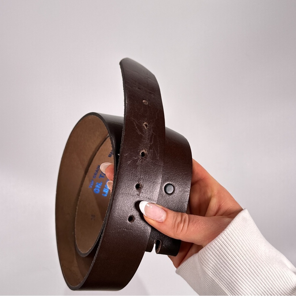 Made In USA Mens Leather Belt Brown Oil Tan Top Grain Size 38 - Picture 4 of 12